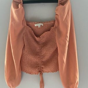 Adorable crop top, Small, dark peach hue - lightweight for summer into fall.